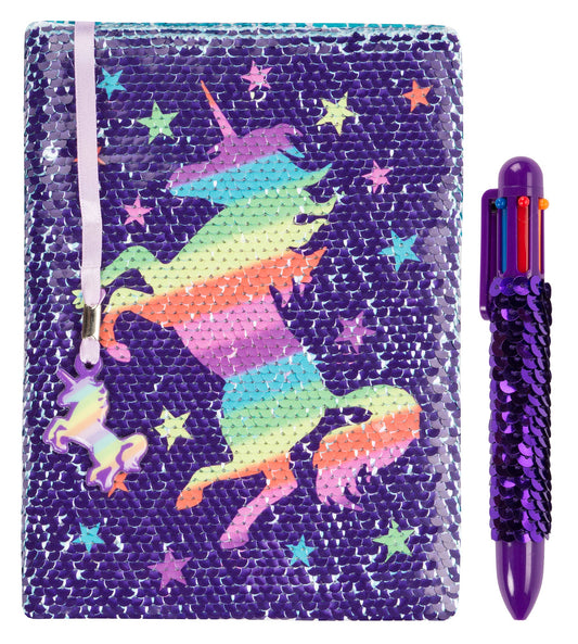 Carnet à sequins – arc-en-ciel licorne