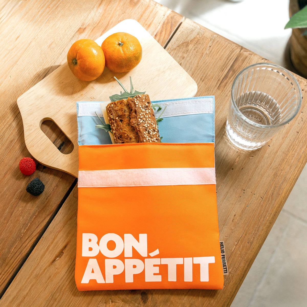 Vlekbestendig oranje lunchtasje “Bon Appétit”