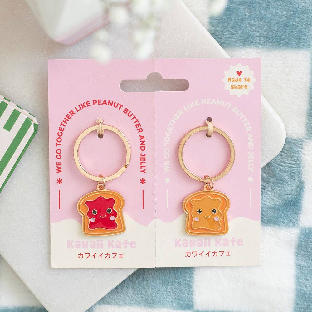 Ensemble de 2 Porte-clés d'Amitié Kawaii Beurre de Cacahuète et Confiture