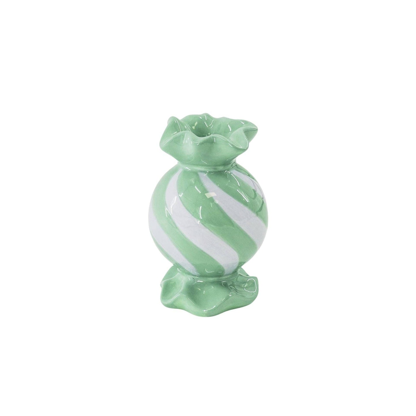 Portacandele rotondo a forma di caramella mou - Ceramica - Menta/Lilla - 8,5x8,5x13 cm