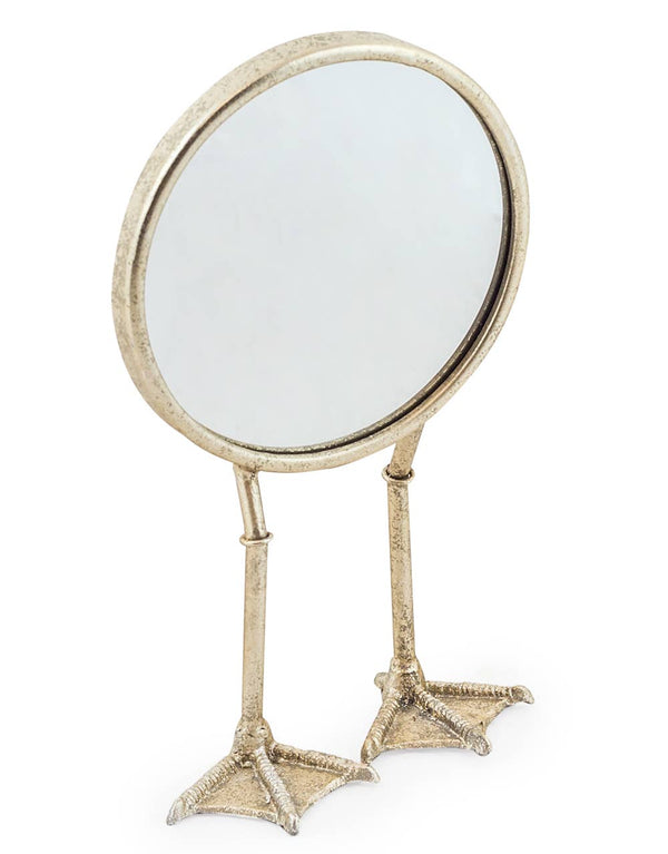Miroir de table argenté à pattes de Canard