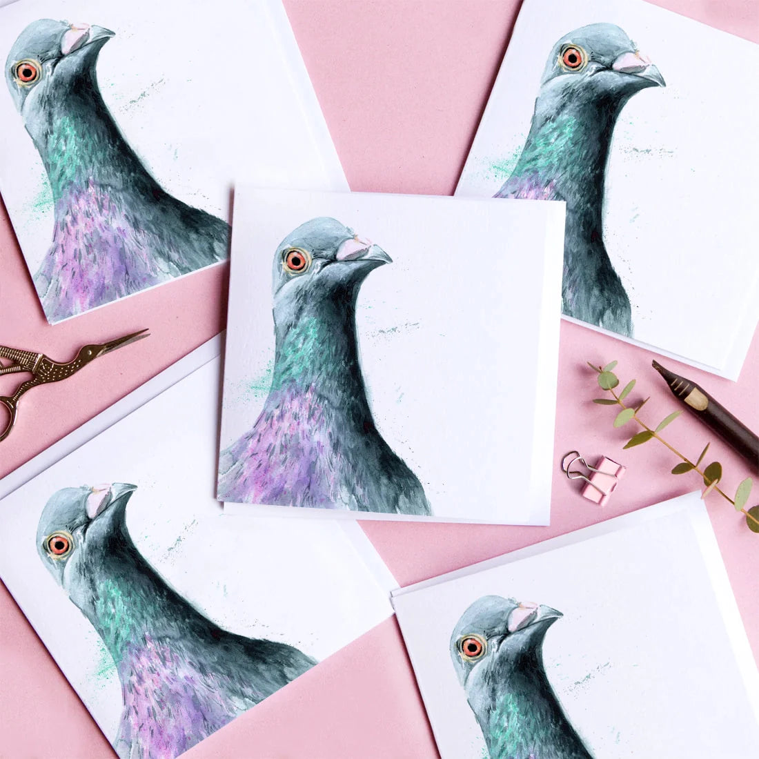 Carte de Vœux Aquarelle Pigeon