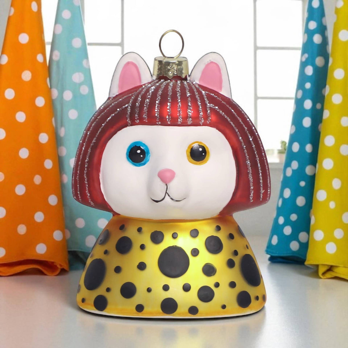 Kerstbal Witte Kat Yayoi Kusameow Kusama