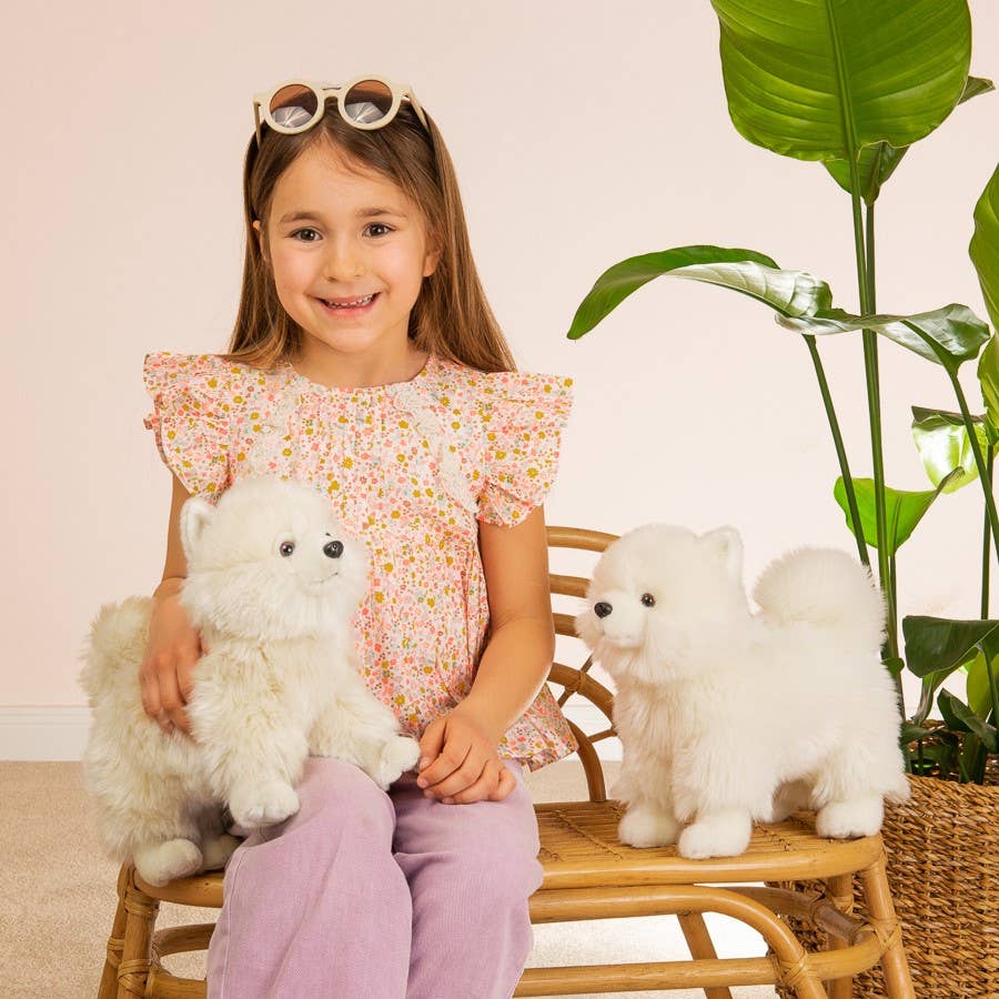 Peluche Spitz Blanc Debout – 35 cm