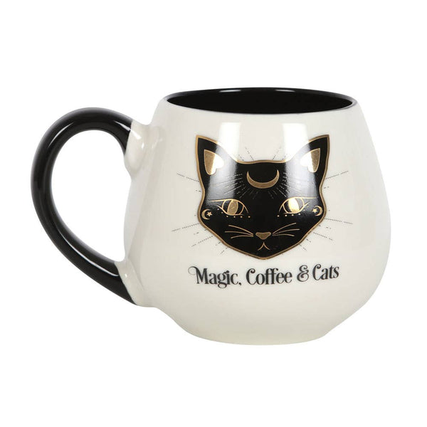 Rounded Mug "Magic, Coffee & Cats"