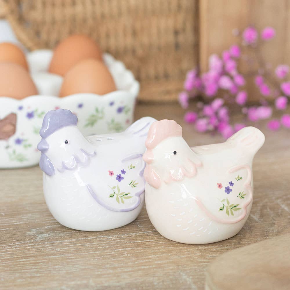 Salière et Poivrière Poules Florales