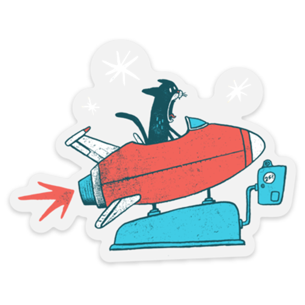 Pegatina de gato cohete