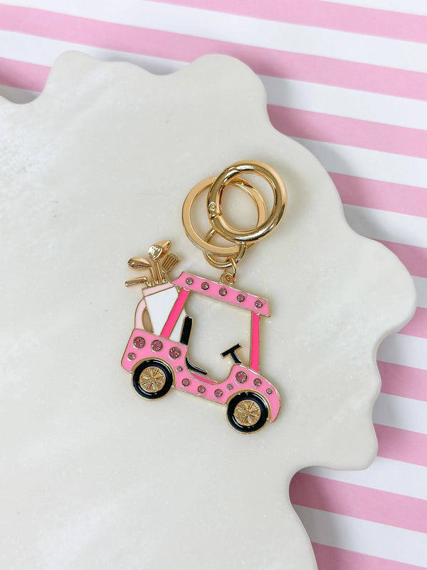 Porte-clés en strass pour chariot de golf - Rose
