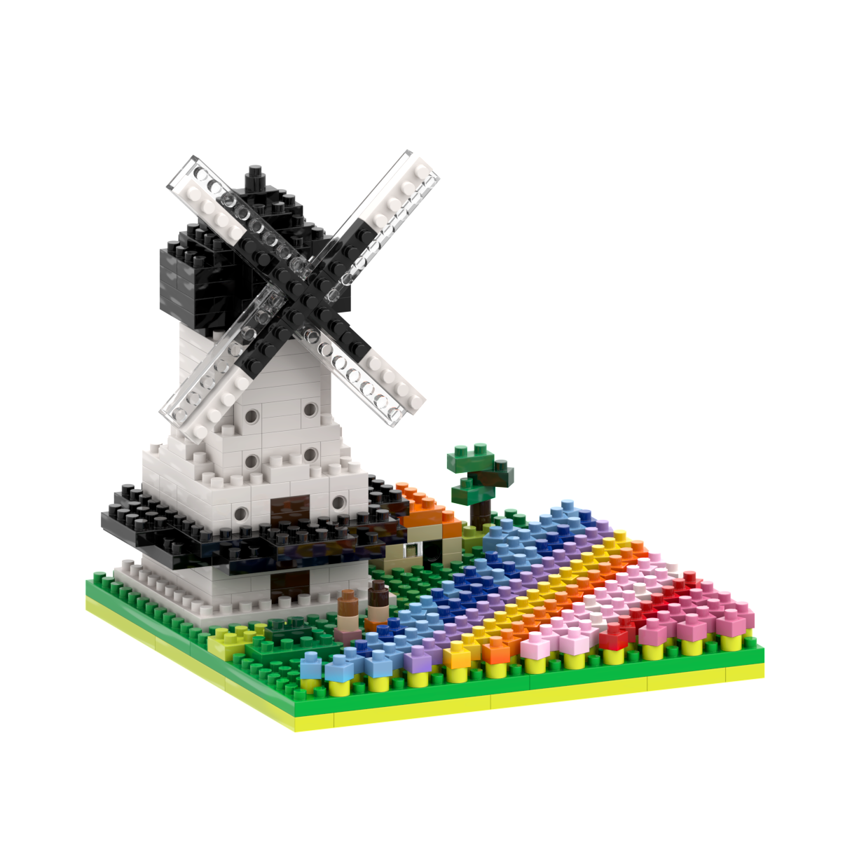 BRIXIES Windmühle mit Tulpen