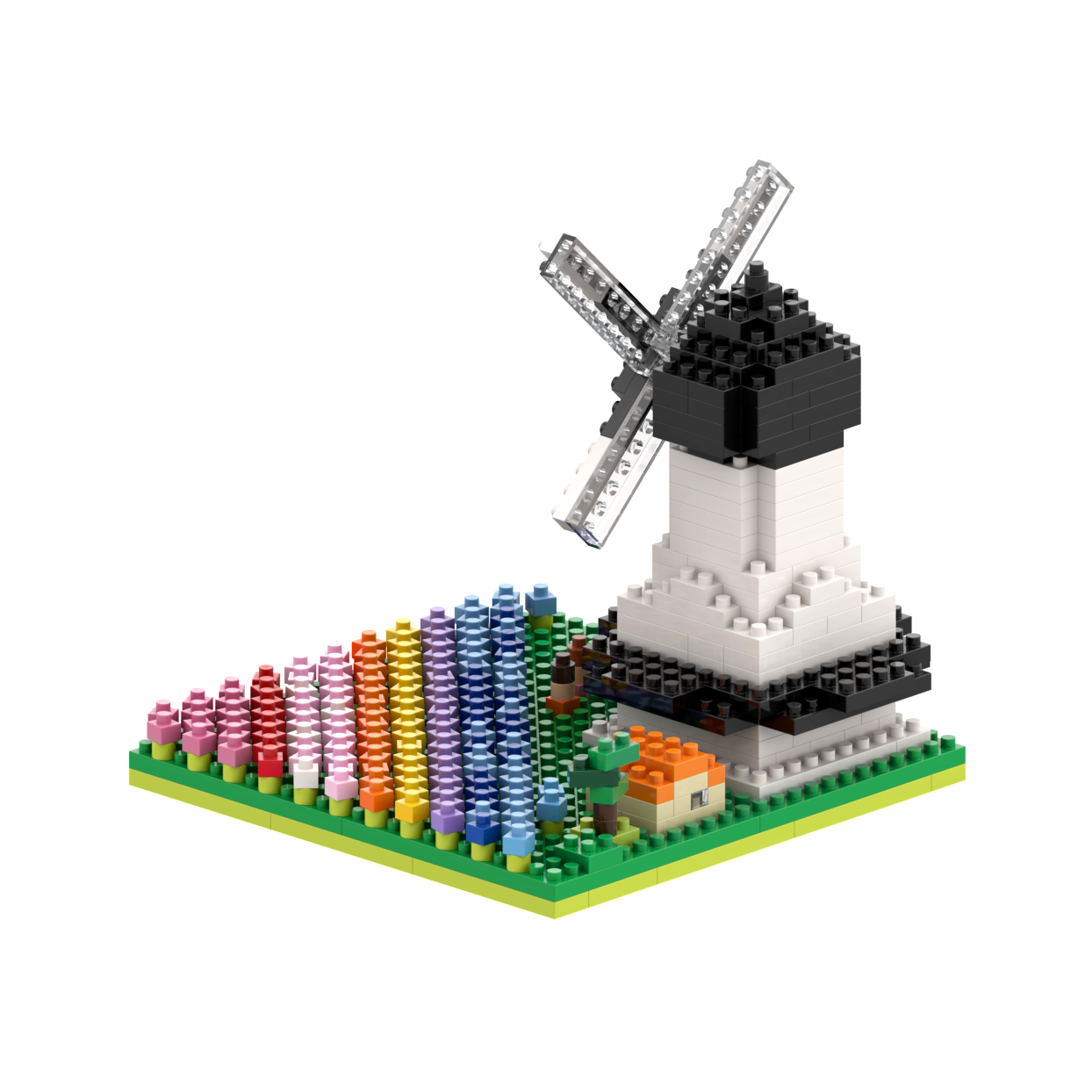 BRIXIES Windmühle mit Tulpen