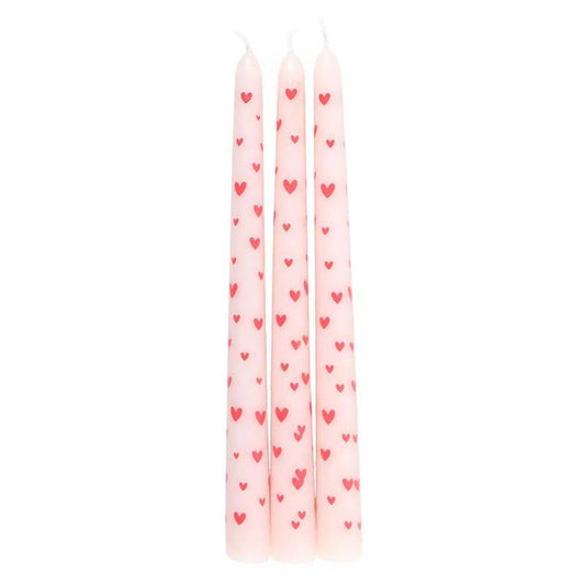 Ensemble de 3 bougies coniques Cœur d'amour pour la Saint-Valentin