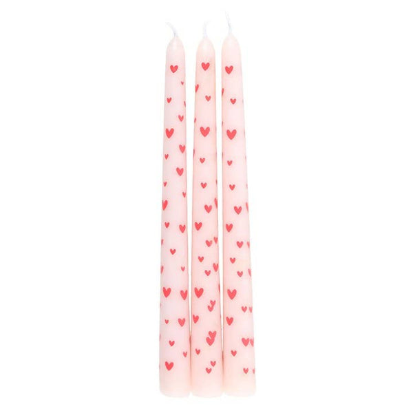 Ensemble de 3 bougies coniques Cœur d'amour pour la Saint-Valentin