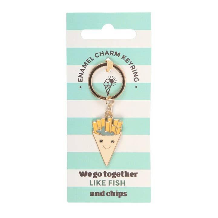 Sleutelhanger met vis en chips