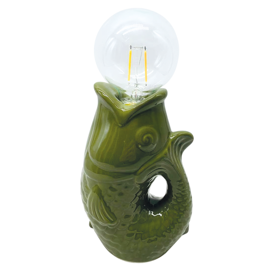 Déco LED poisson kaki à piles L13,5 P8,2 H27cm