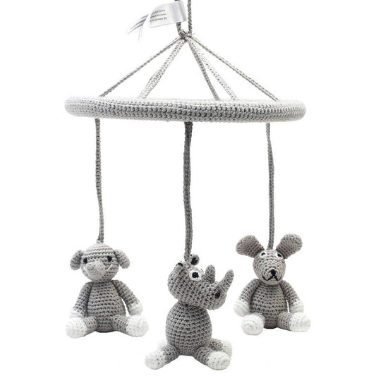 Mobile avec lapin, éléphant et rhinocéros