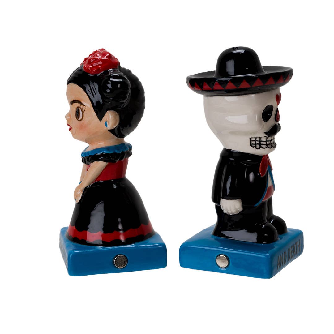 Dia De Los Muertos keramische zout- en peperstrooierset