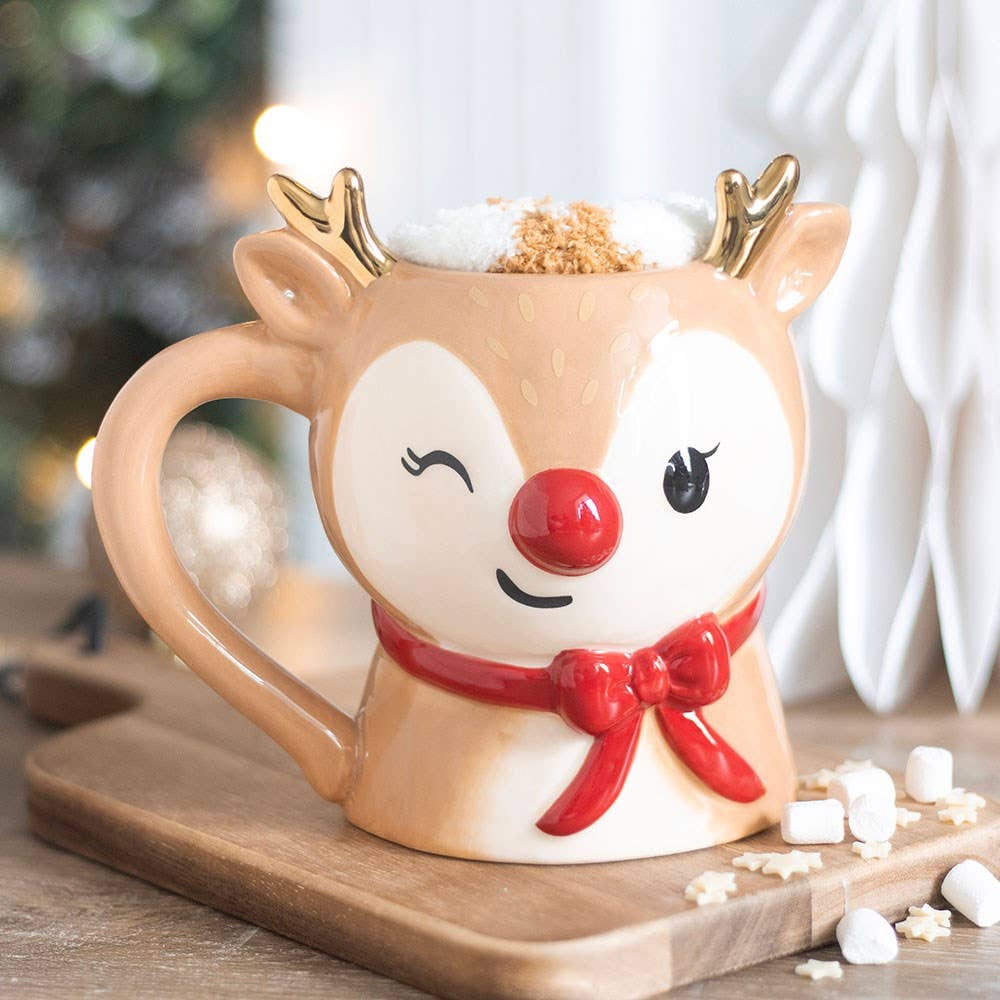 Ensemble mug et chaussettes de Noël Ruby le renne