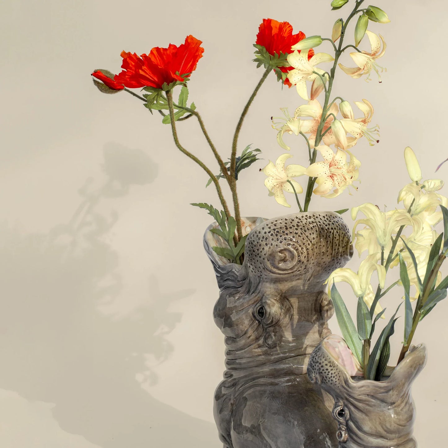 Jarrón de hipopótamo grande Hipopótamos hambrientos