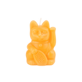 Vela de melocotón con forma de gato de la suerte