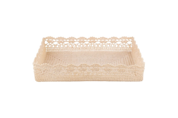 CROCHET BASKET 42x32x8 CM CHOCOLATE CREAM - 2188361
