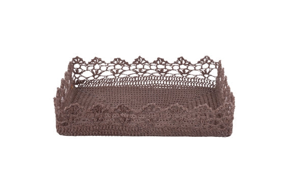 CROCHET BASKET 37x28x8 CM CHOCOLATE BEIGE - 2188362