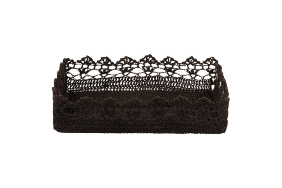 CROCHET BASKET 34x23x8 CM CHOCOLATE BROWN - 2188363