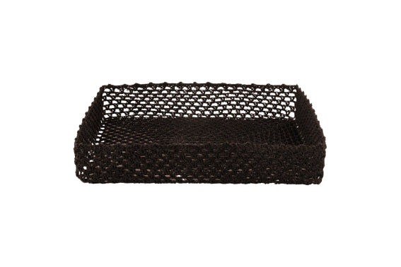 CROCHET BASKET 43x34x8 CM CHOCOLATE DARK BROWN - 2188365