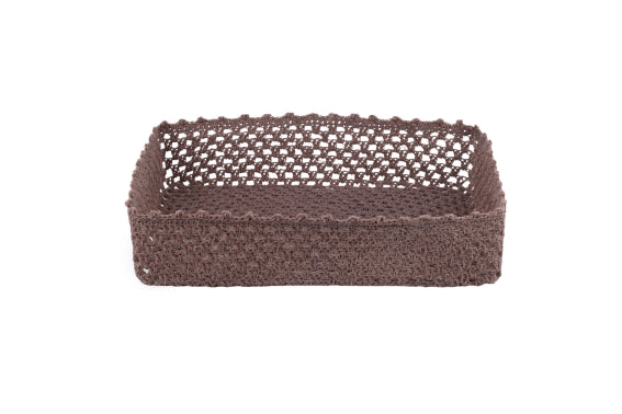 CROCHET BASKET 36x25x8 CM CHOCOLATE BEIGE - 2188367