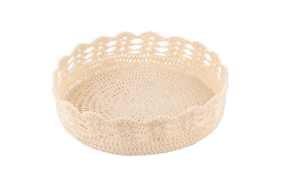 CROCHET BASKET D27x8CM CHOCOLATE CREAM - 2188370