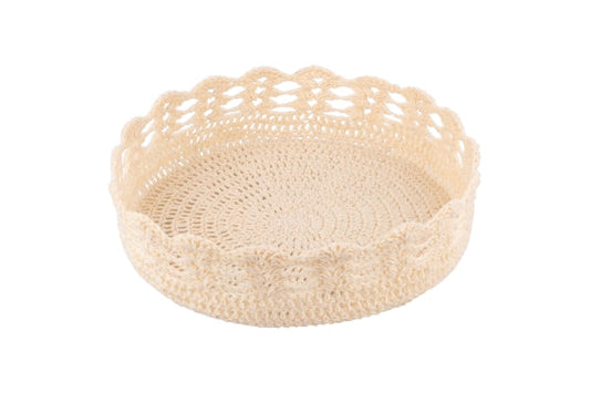 CROCHET BASKET D27x8CM CHOCOLATE CREAM - 2188370