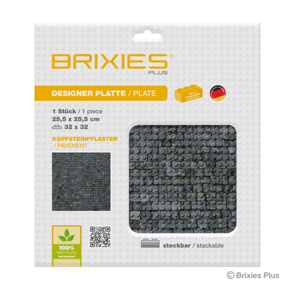 BRIXIES Plus Designer Platte Kopfsteinpflaster 32 x 32 Noppen