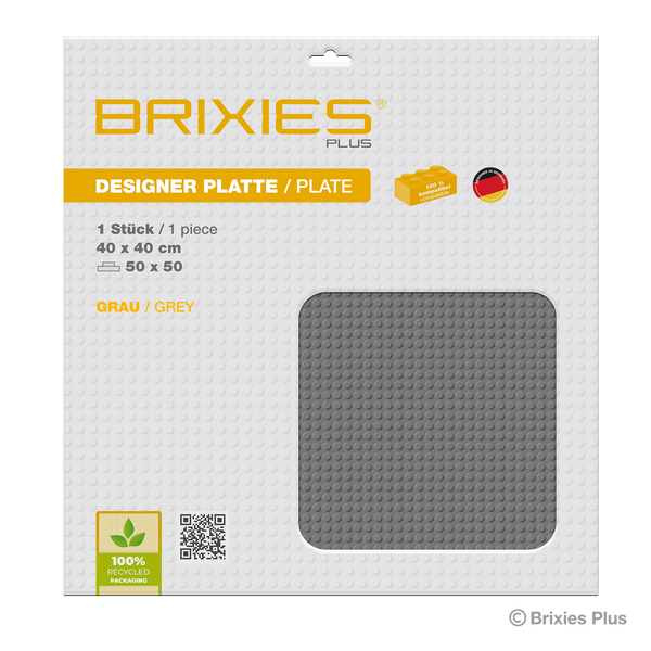 BRIXIES Plus Basis Platte Grau 50 x 50 Noppen