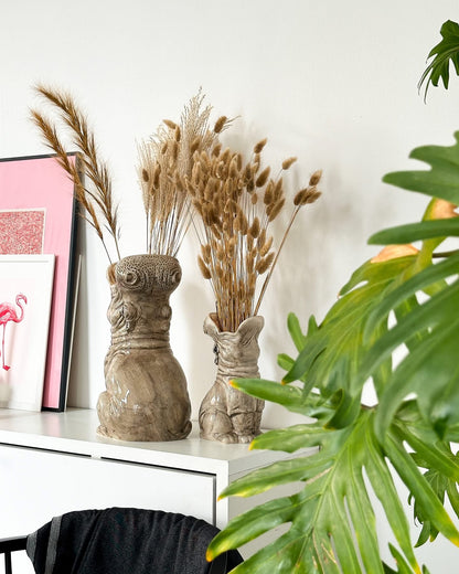 Jarrón de hipopótamo grande Hipopótamos hambrientos