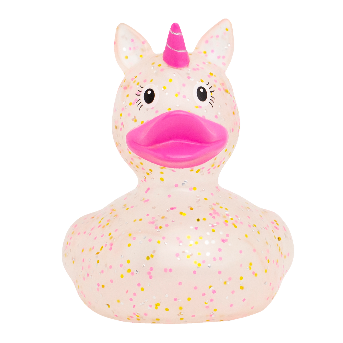 Pato unicornio rosa brillante