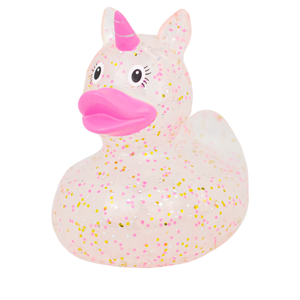 Pato unicornio rosa brillante