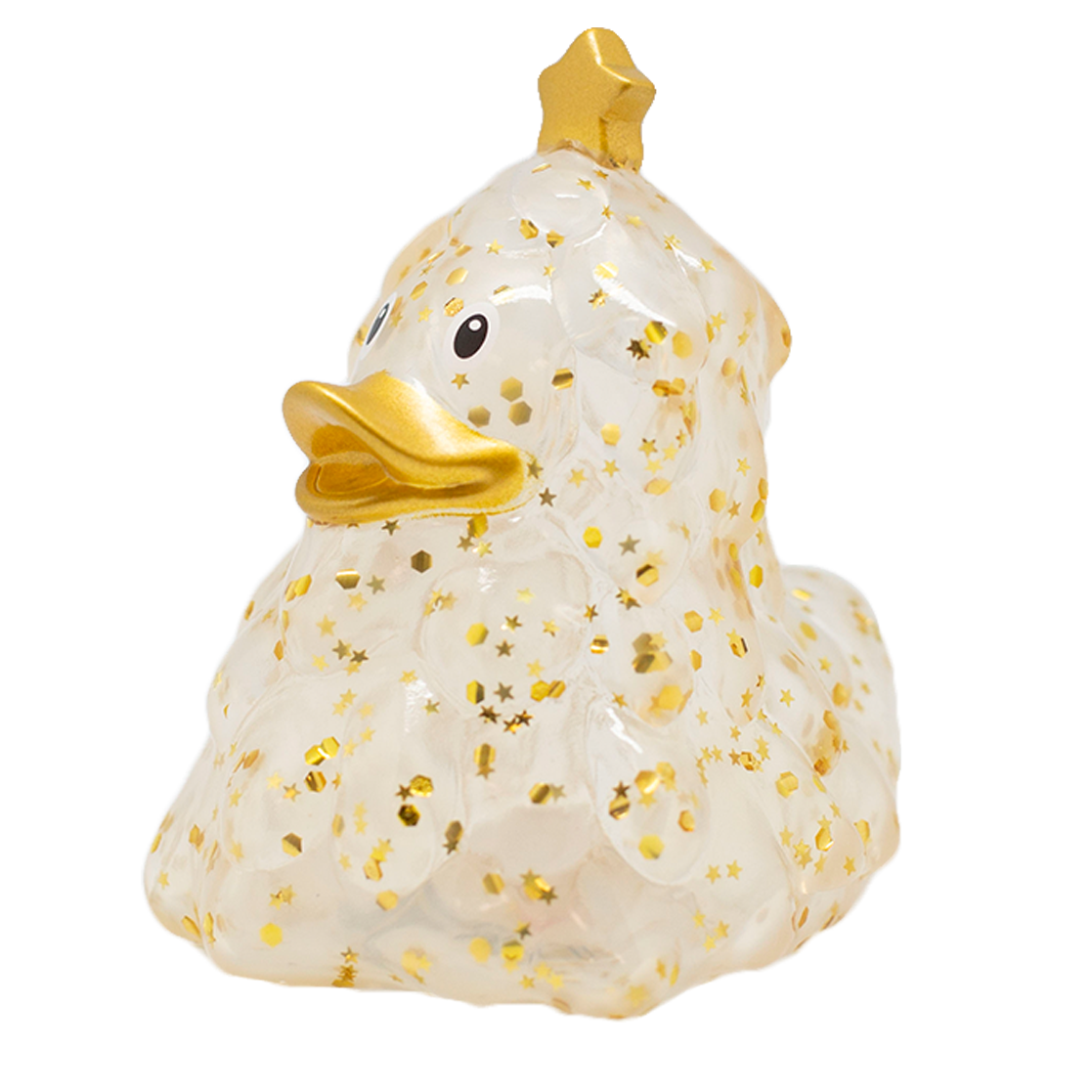 Anatra con albero di Natale glitterato dorato
