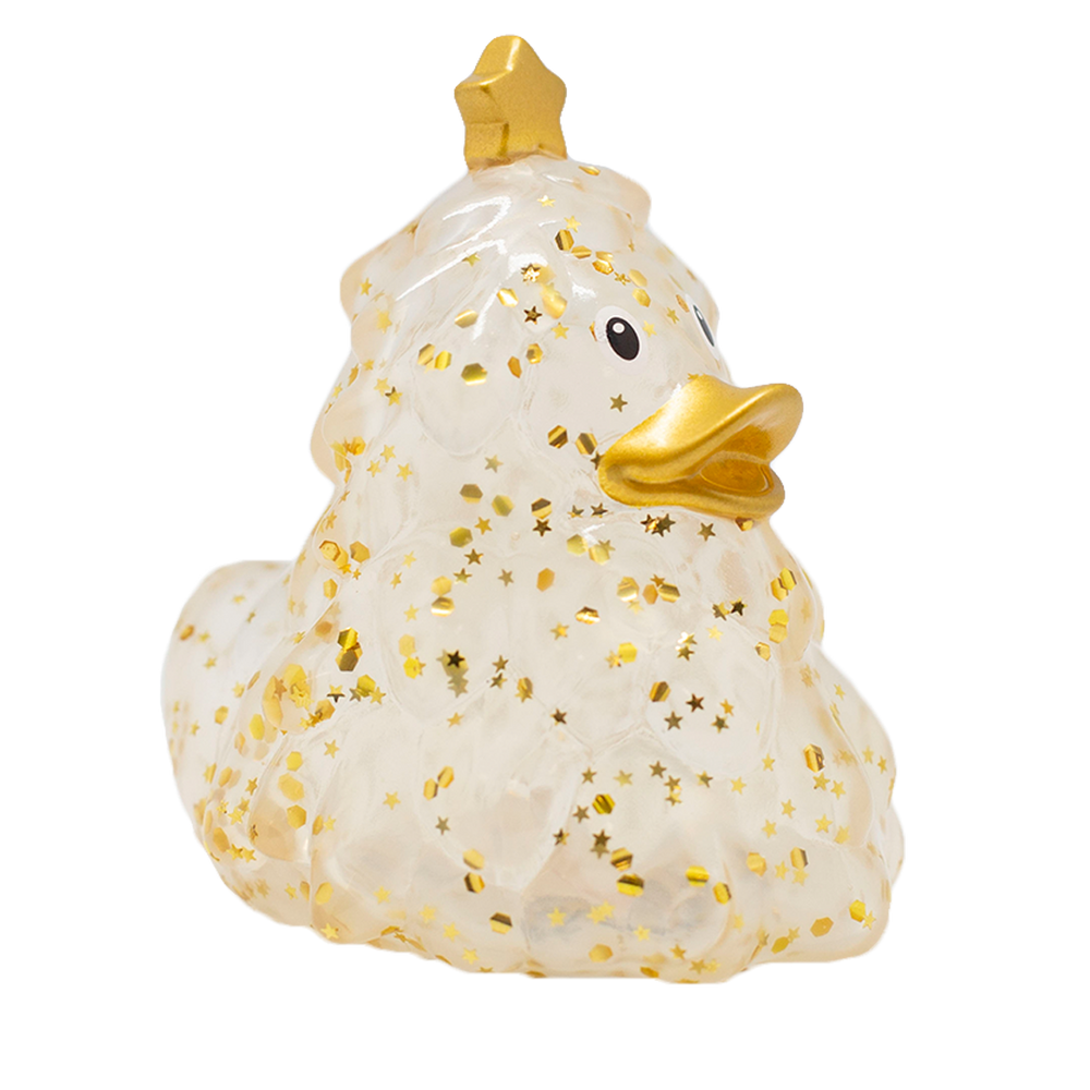 Gouden glitter kerstboom eend