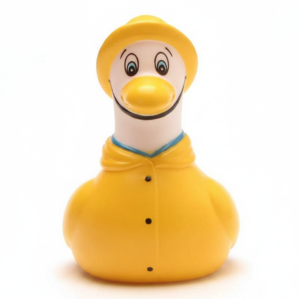 Gaviota con un impermeable amarillo