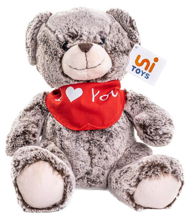 Peluche Ours Teddy (marron foncé) avec écharpe I Love You Uni Toys