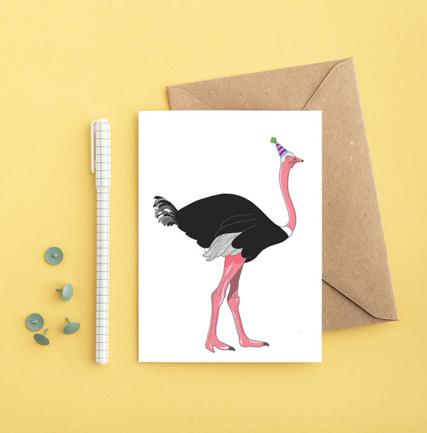 Carte d'anniversaire Autruche