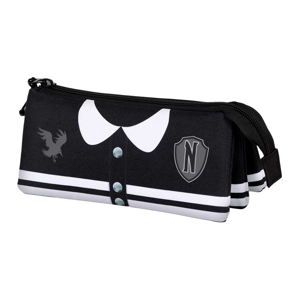 Wednesday Varsity Triple Pencil Case FAN 2.0, Zwart