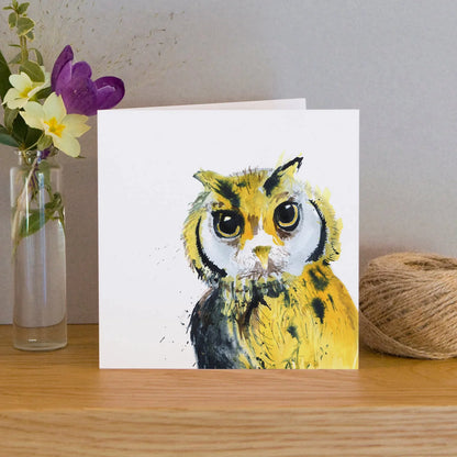 Carte de Vœux Aquarelle Hibou