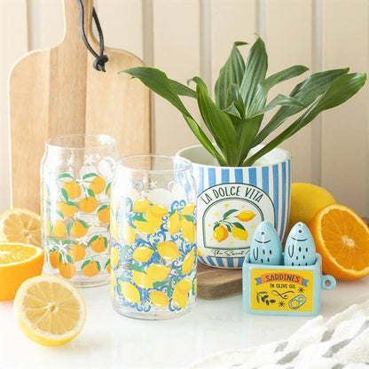 Can-Shaped Glass with Lemon Print