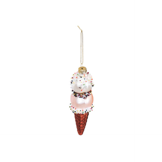 Strawberry Vanilla Ice Cream Cone Christmas Ball