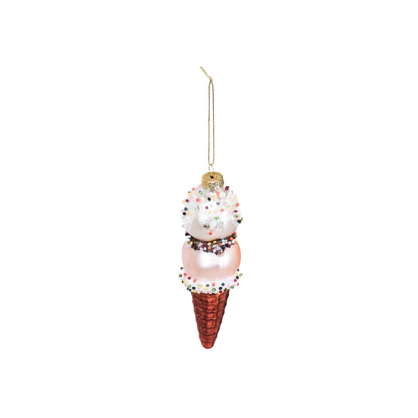 Boule de Noël Cornet de Glace Fraise Vanille