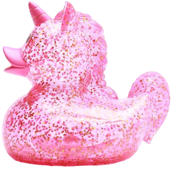 Pato unicornio rosa brillante