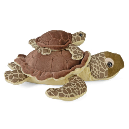 Wild Republic Mom & Baby Green Sea Turtle Stuffed Animal - 12" Stuffed Animals