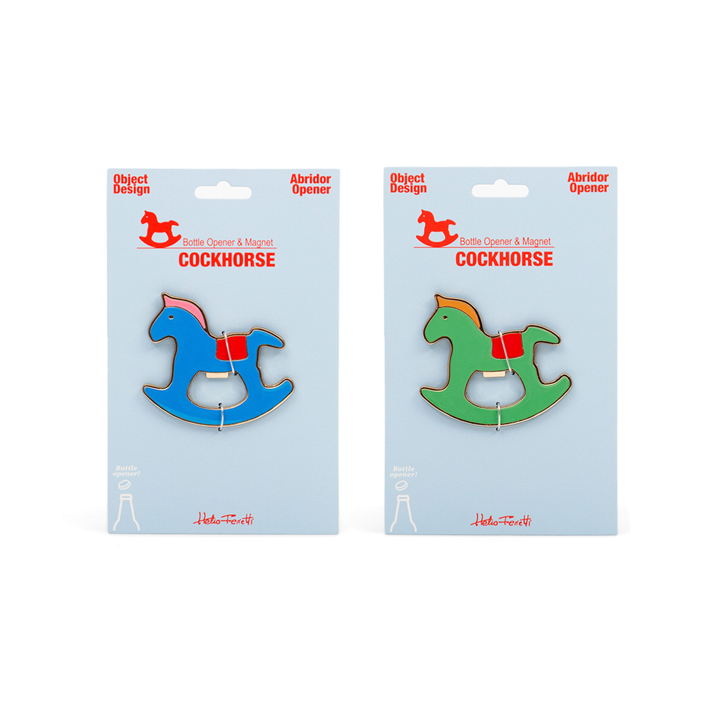 Ouvre Bouteille Magnétique Cheval Coq Bleu Helio Ferretti Vue 3