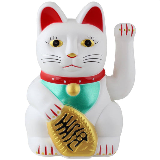 Chat chanceux blanc 15cm