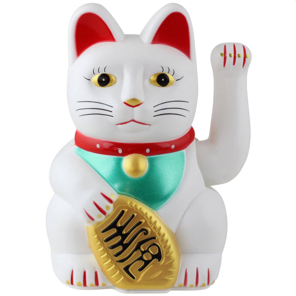 Chat chanceux blanc 15cm
